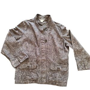 Liz Claiborne Textured Gray Linen-Cotton Blend button up Medium